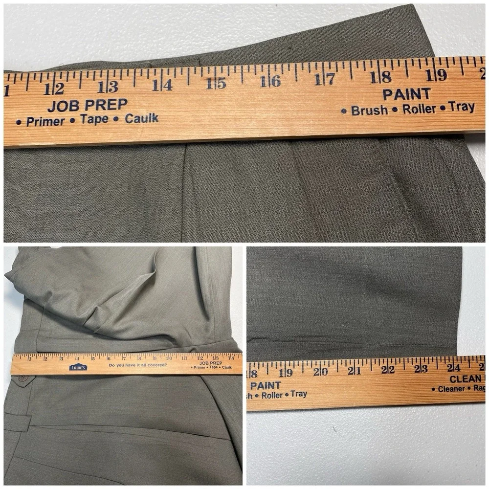 Monsieur Givenchy Dress Trouser 38R (38x24) SHORT Mens Kissing Pleat Olive Taupe
